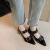 Women Genuine Cow Leather Flats Shoes Big Square Metal Double-Buckle Shoe New Punk Ladies Footwear Spring 2025 Handmade