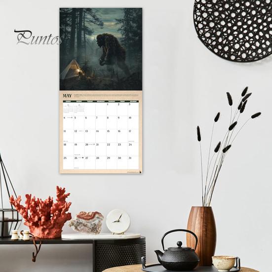 Настенный календарь 2025 года «Легенды снежного человека» Ежемесячный календарь-планировщик Подвесной календарь с иллюстрациями снежного человека для любителей приключений