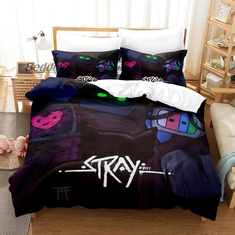 Новый игровой набор с кошкой Момо из игры Stray Постельное белье Односпальный Полуторный Двуспальный Евро-размер Кинг-сайз Кавайные Комплекты Пододеяльников для Взрослых Детей