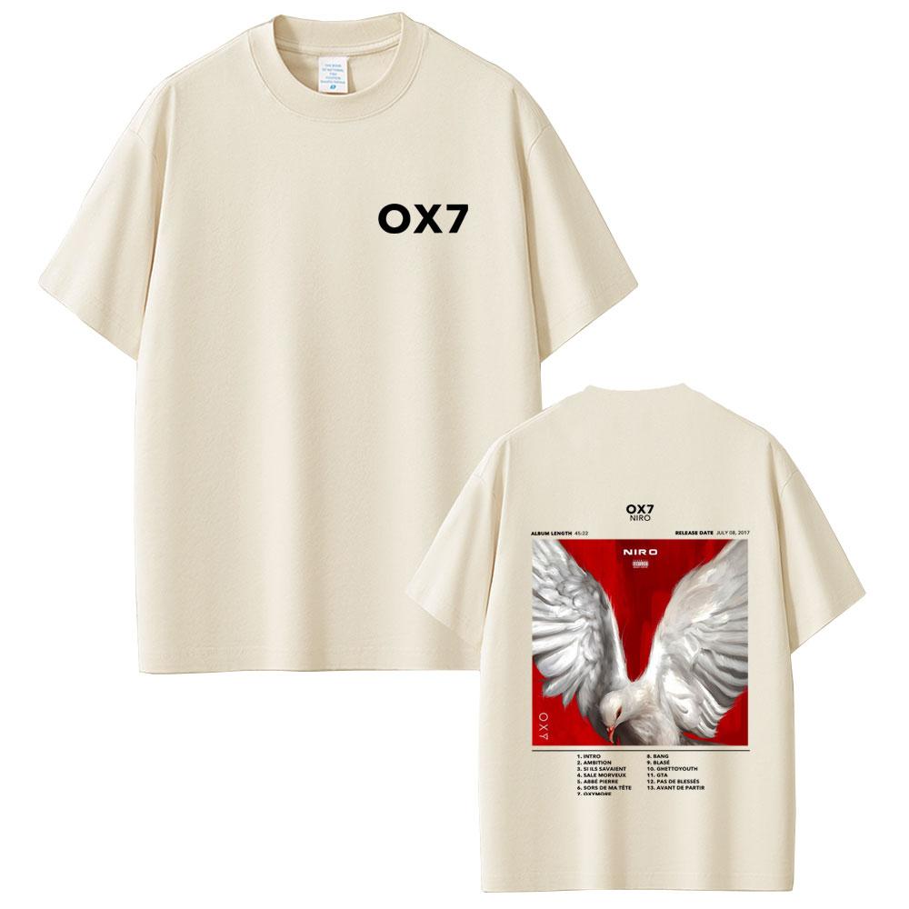 Rapper Niro OX7 Album Double Sided Graphic Tshirt Male Hip Hop Pop Music Streetwear Men Women Fashion Crewneck T-shirt