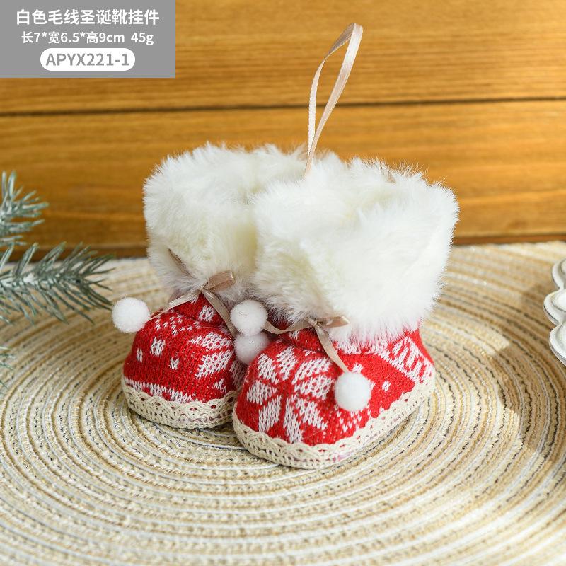 Festive Furry Christmas Ornament Mini Boot Tree Hanging Decoration Charm for Xmas Holiday Party Home Wall Decor Party Gift