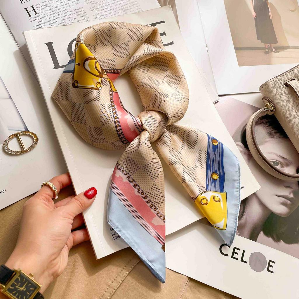 [Complete Works] Black and white simple cashew flower silk scarf premium waist ethnic style waist scarf decorative headscarf scarf workplace