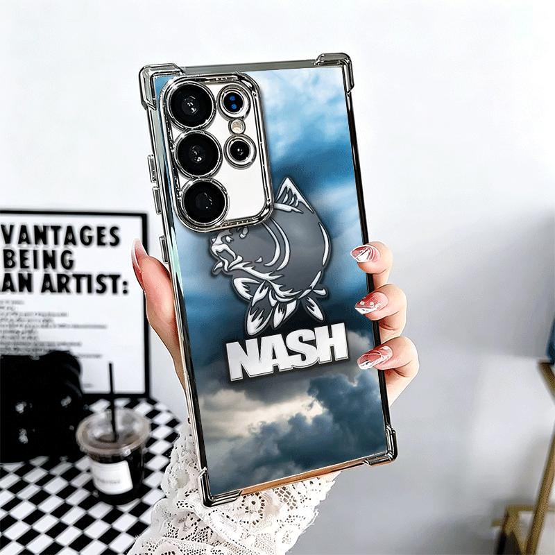 Nash Fishing Fish Mark Plating Phone Case For Samsung Galaxy S24 S25 FE S26 Edge S23 Ultra S22 S21 Plus S20 Anti-Fall Airabag Co