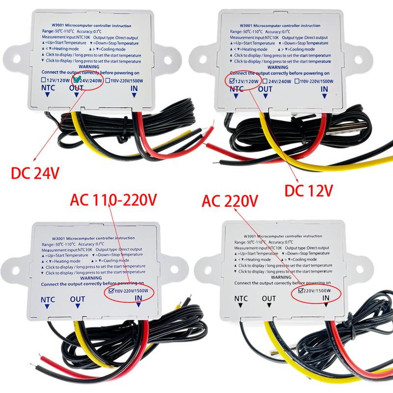 W3001 W3002 12V 24V 110V 220V Светодиодный цифровой контроллер температуры Термостат Термометр Инкубатор Холодильник Нагрев Охлаждение Обогреватель