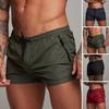 Men Summer Sports Shorts with Zipper Pocket Elastic Waist Drawstring Quick-Dry Shorts Solid Color Outdoor Workout Running Shorts