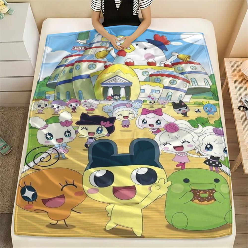 1PC Tamagotchi Print Flannel Blanket, High quality Comfortable for All Seasons, Home Decor, Warmth and Comfort, Perfect for Christmas Gifts189