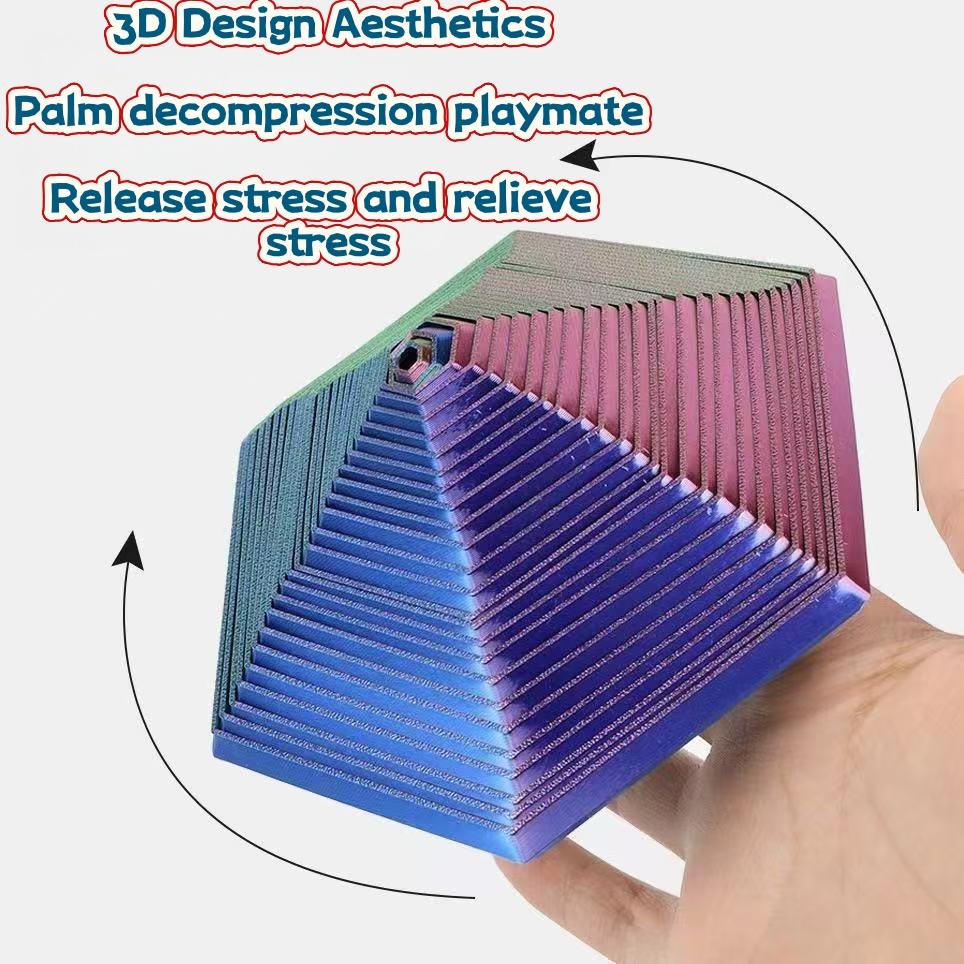 Шестиугольная stacking-головоломка с 3D-печатью, музыкальная шкатулка, иллюзорная вращающаяся игрушка для снятия стресса и декора, волшебная иллюзия, подарок для взрослых