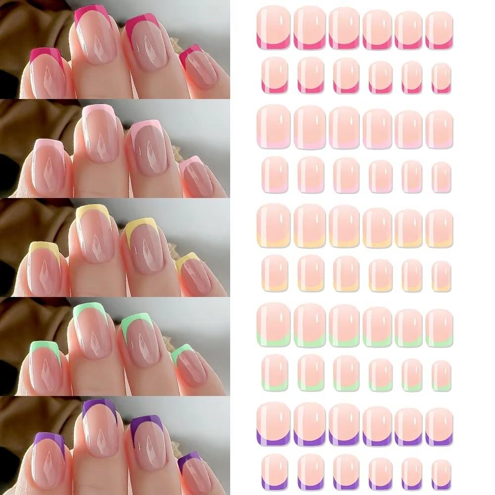 French Design False Nails Red Blue Press On Nails New False Nail Tips Manicure Tool