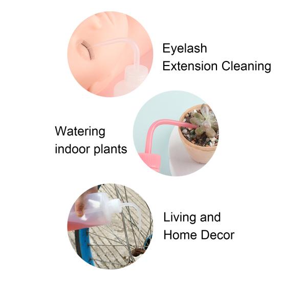 Бутылочка для очищения ресниц с изогнутым носиком 250 мл Инструмент для снятия макияжа с бровей и ухода за ресницами Многоразовая бутылочка с дозатором для салона красоты и домашнего использования