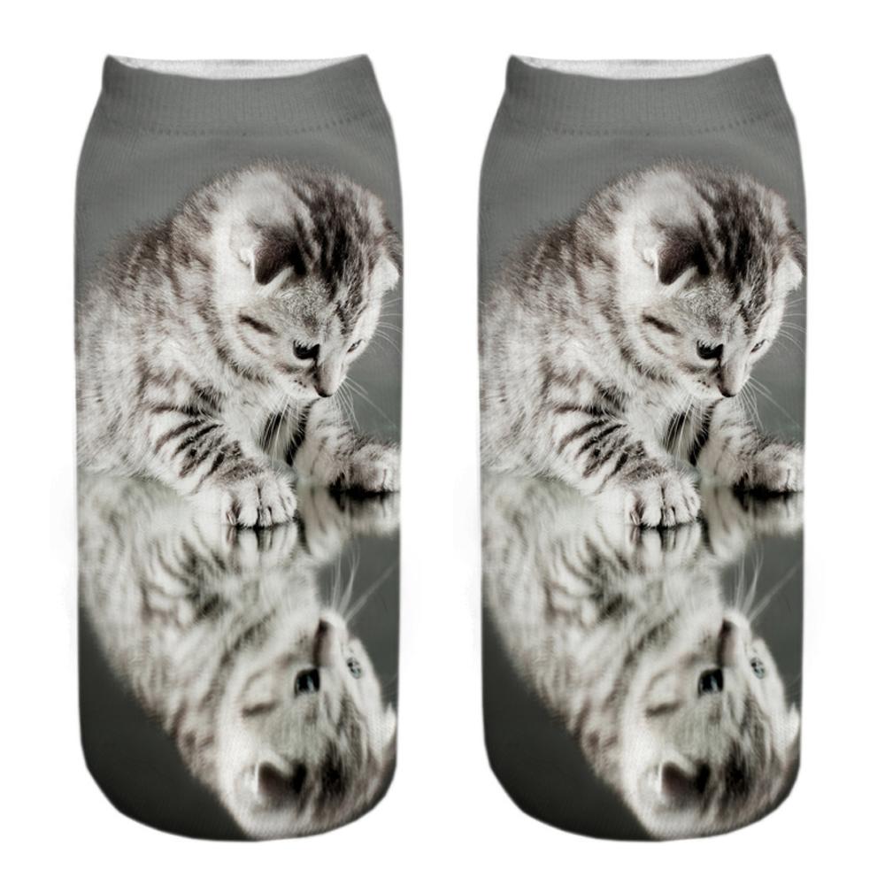 Новые 3D-принт Смешные Милые Мультяшные Котята Унисекс Короткие Носки Креативные Красочные Носки с Несколькими Котами Счастливые Низкие Носки до щиколотки Для Женщин