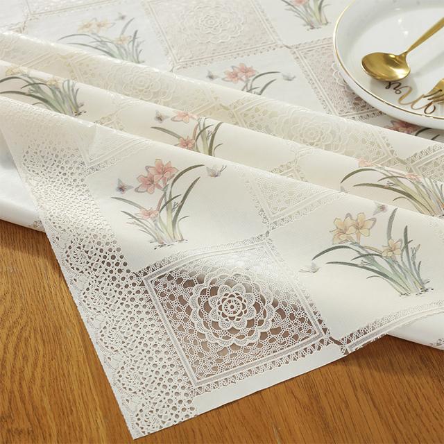 Водонепроницаемая скатерть из ПВХ, маслостойкая, без мытья, кружевной пластиковый стол, белый узор, простынь для ресторанного стола, коврик для завтрака в отеле