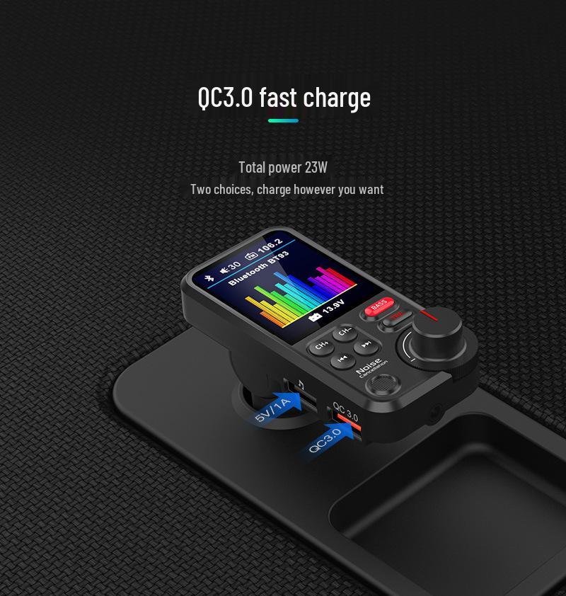 BT93 Bluetooth FM Transmitter: Car MP3 Player with USB, Lossless HiFi, High/Low Tone Equalizer