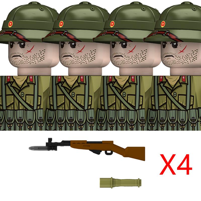 Нетоксичные Moc Вторая мировая война Война во Вьетнаме Военные Солдаты Строительные Блоки Вьетнамская Американская Армия Шлемы Пехоты Оружие Кирпичики Игрушки Дети