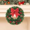 Рождественский венок, зеленая искусственная гирлянда из веток с красным бантом, еловыми шишками, гроздьями ягод, многоразовый праздничный венок для подвешивания в помещении и на улице