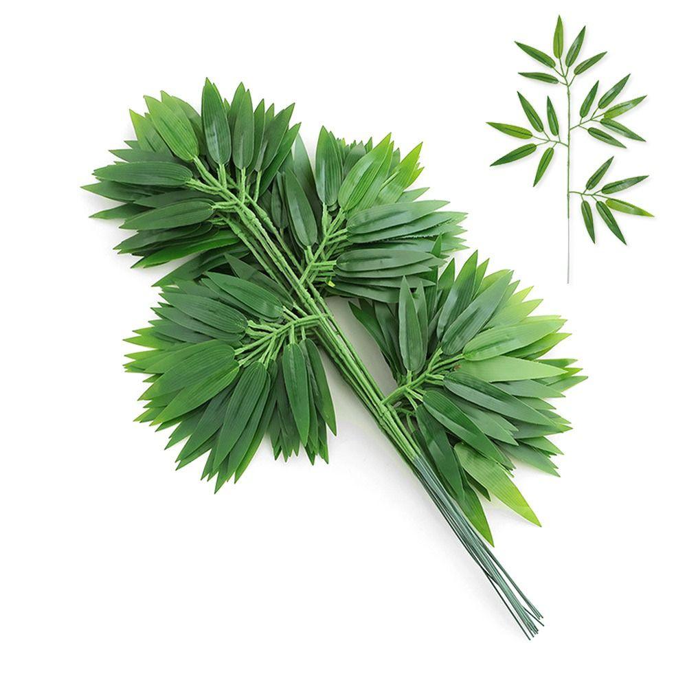 Plastic For Wedding Ornaments Garden Home Decorations Branches Silk Cloth Bamboo Leaf Plant Leaves