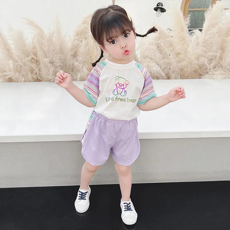 Летний комплект из двух частей для девочек-знаменитостей 2022 года – стильная детская одежда