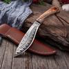 Damascus Patterned Hand Forged Meat Knife Leather Cover Barbecue Multi Purpose High Hardness Small Knife