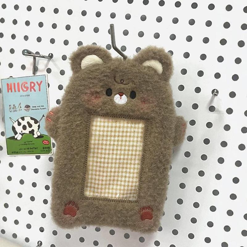 3-дюймовый милый мультяшный медведь кролик плюшевый держатель для фотокарточек корейский идол фото держатель для девочек милый брелок удостоверение личности кредитная защита канцелярские принадлежности