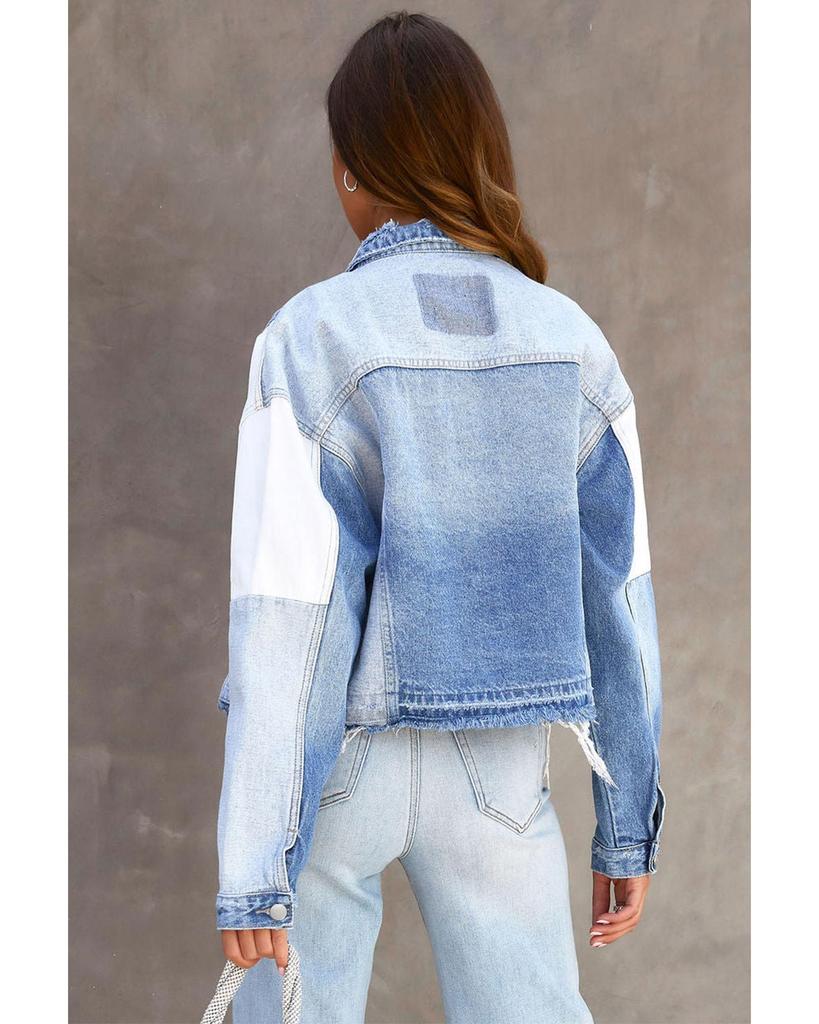 Azura Exchange Джинсовая куртка в стиле пэчворк с необработанным краем и цветными блоками