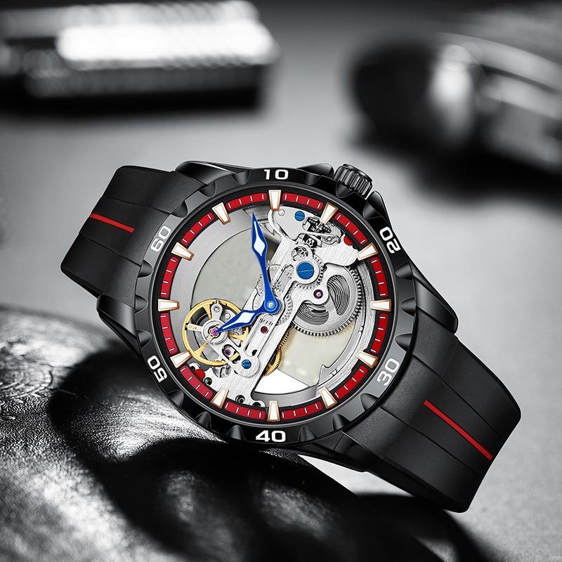 AILANG новые часы автоматические механические часы полые мужские часы часы с силиконовой лентой