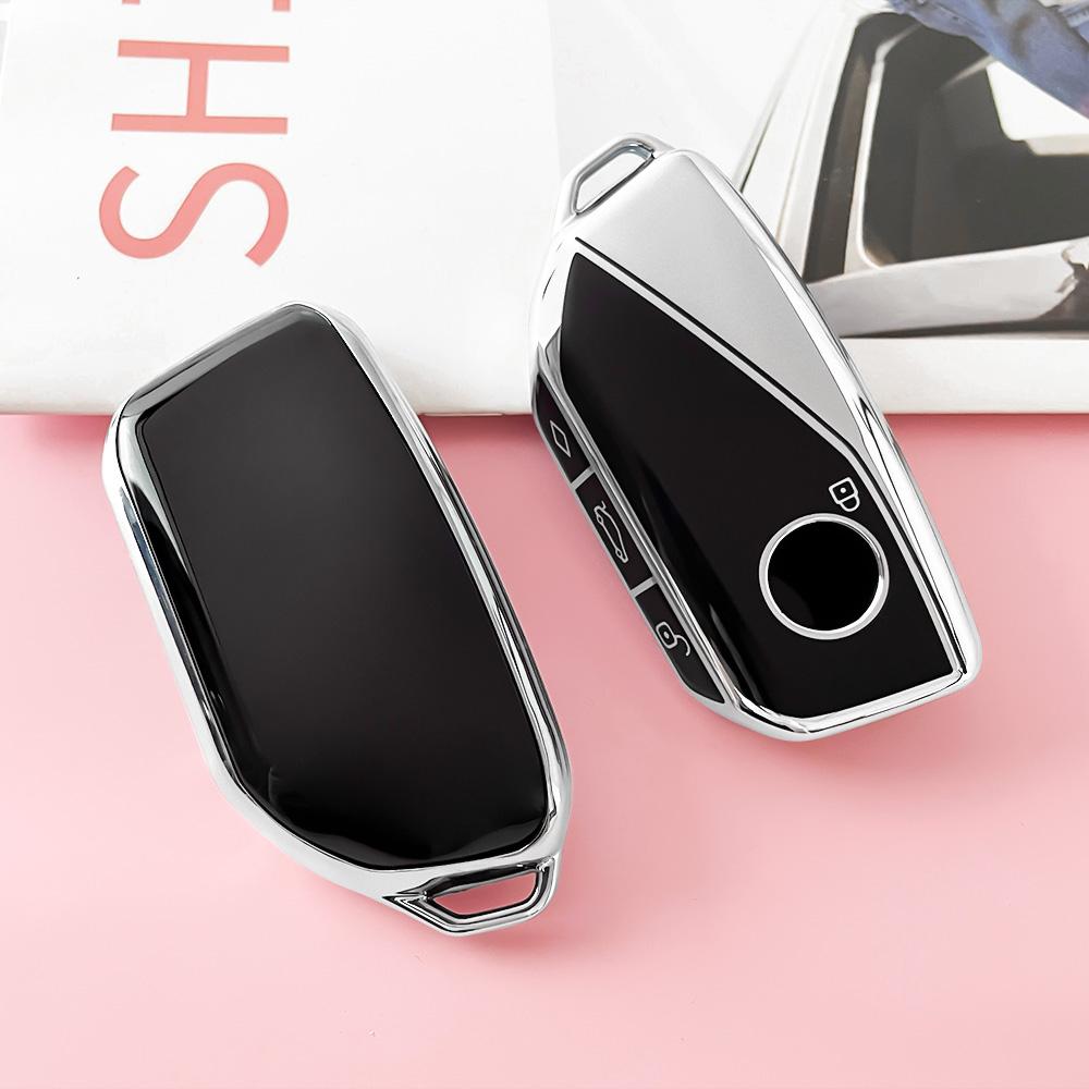 ТПУ Чехол для ключа автомобиля Оболочка Брелок для BMW G07 X7 LCI U11 X1 G70 7 Series G09 XM F98 X4M LCI G18 X5 G81 M3 I20 IX Серебристый чехол для ключа