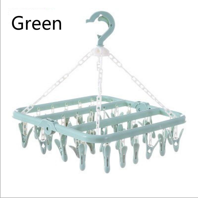 1 шт. Складная сушилка для одежды с 32 прищепками, ветрозащитная, для сушки носков, нижнего белья, вешалка-органайзер для детской одежды, сушилка для белья
