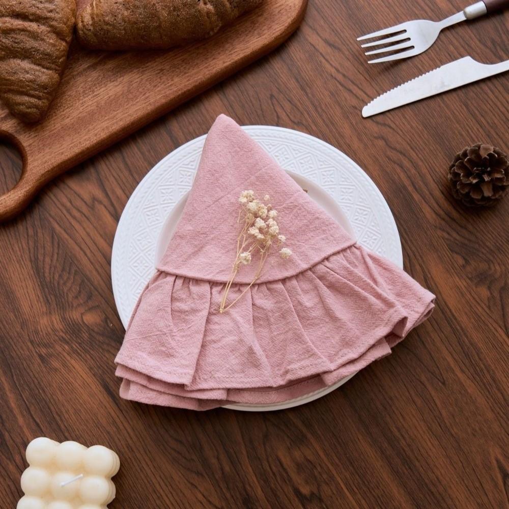 Simple Heat-Insulating Placemat Cotton Round Napkin Creative Ruffled Placemat Table Setting