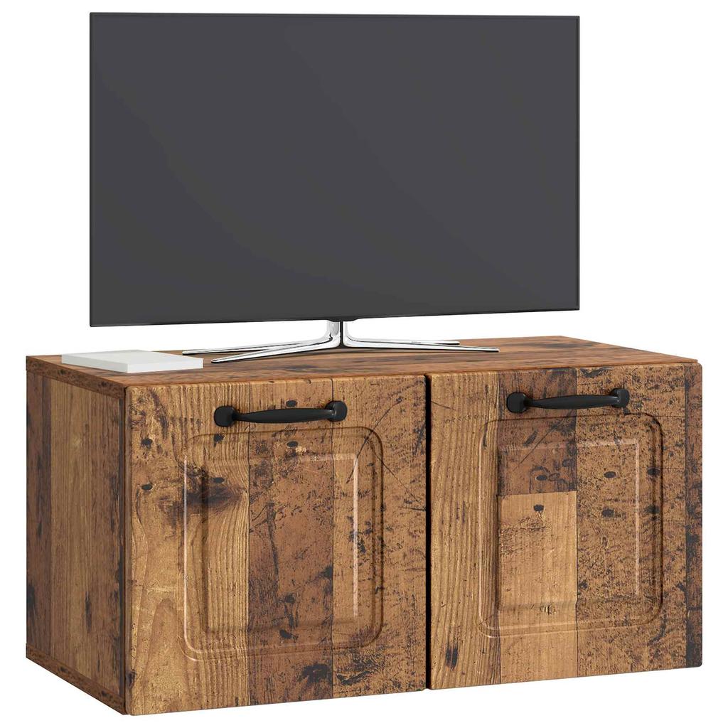 Wall Mounted TV Cabinet Reclaimed Wood Look 59.5 x 31 x 30 cm