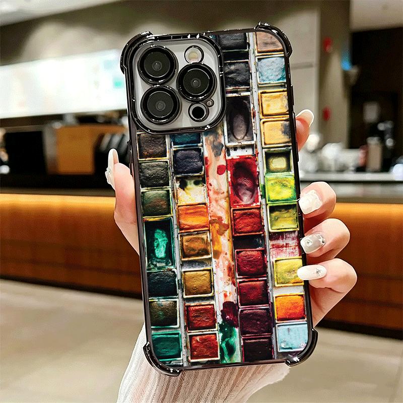 Набор Акварели Палитра Красок Покрытие Чехол для Телефона Для Iphone 16 17 Pro Max Air 16E 14 15 Plus 12 13 Mini Противоударный Чехол с Подушкой Безопасности