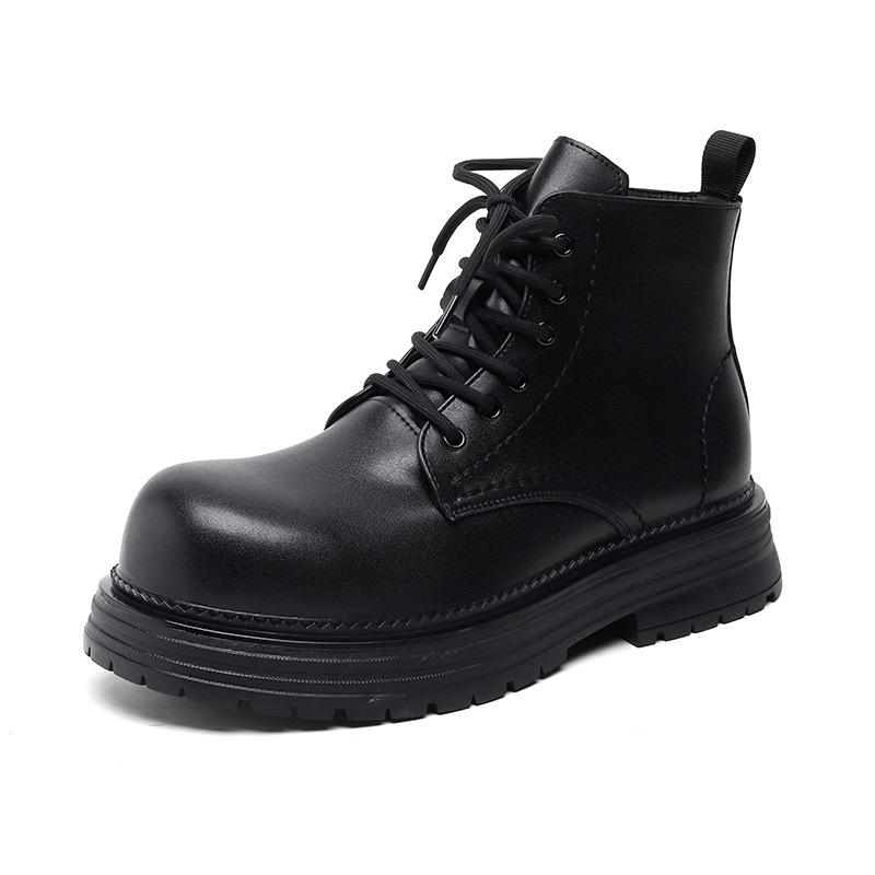 Мужские ботинки Мартина новые осенне-зимние бархатные на средней платформе черные короткие ботинки на толстой подошве британские рабочие ботинки 22711-J