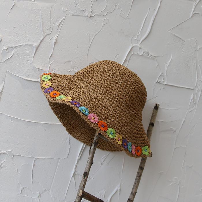 Корейская соломенная шляпа Ins Color Flower, летняя шляпа от солнца для женщин, сомбреро де плайя, панама для женщин