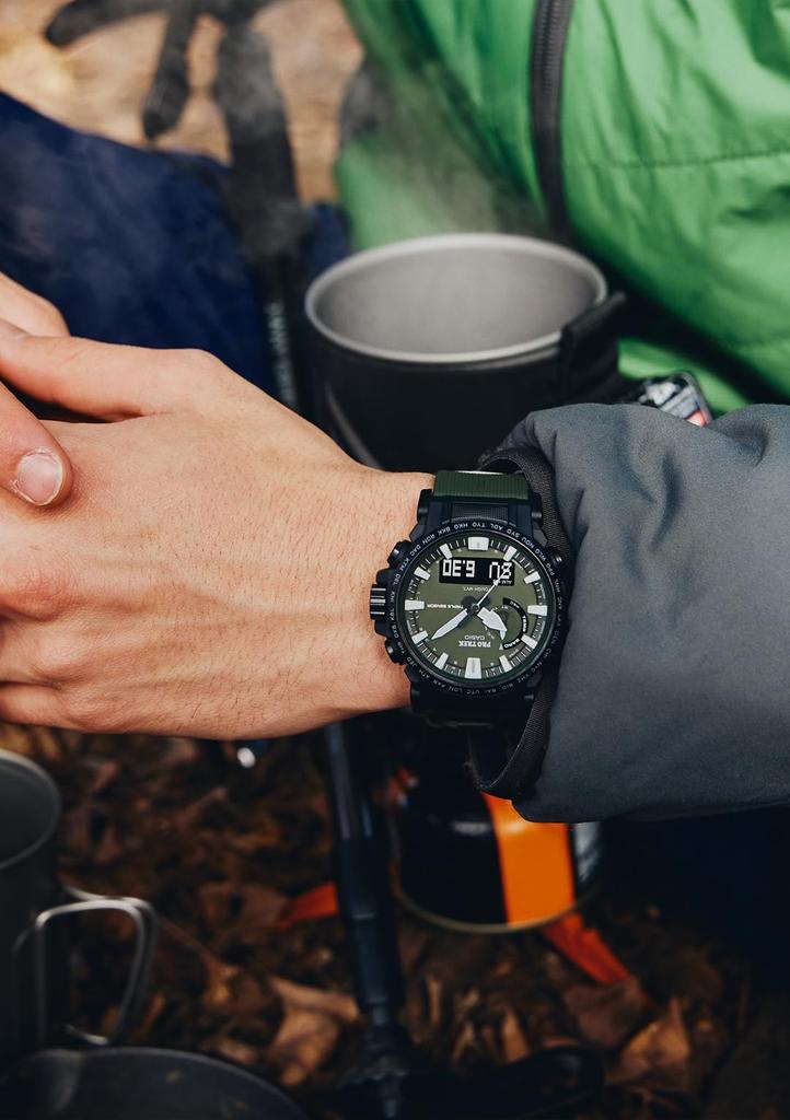 Casio Pro Trek Watch [Official Japanese Product] Climber Line Radio-Controlled Solar Watch with Biomass Plastic Construction, PRW-61Y-3JF, Men's,Green