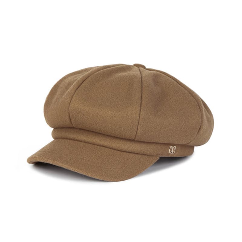 VARZAR VA Square Studded Wool Newsboy Cap Beige