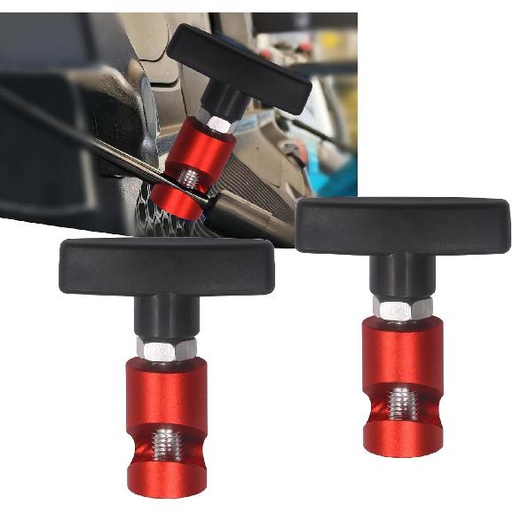 Shakas 2 PCS Lift Support Clamp, Hood Strut Clamp Hood Prop Rod Tool, Portable Locking Anti-Pinch Device, Universal for Most Cars (Red)