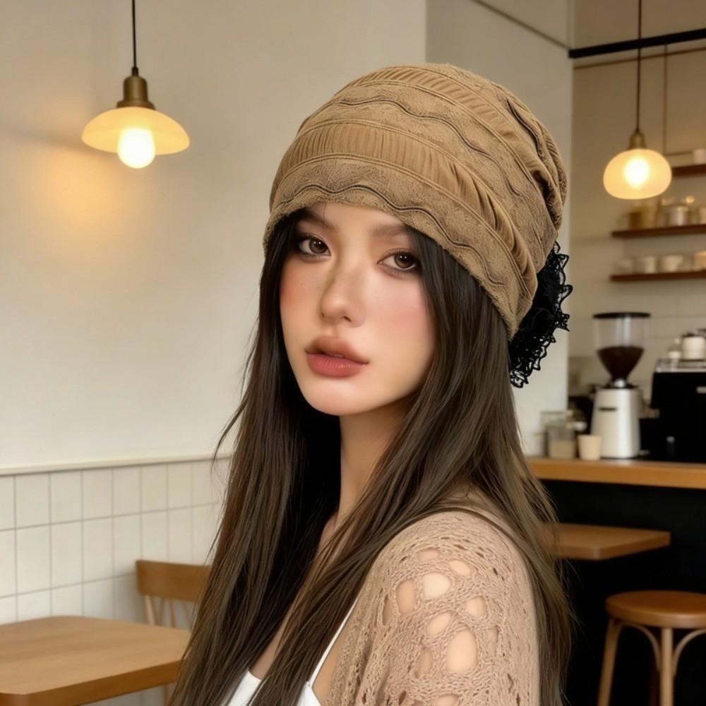 Fashion Elastic Flower Lace Turban Caps Breathable Adjustable Head Wraps Hat Lightweight Embroidery Cancer Chemo Hat Women