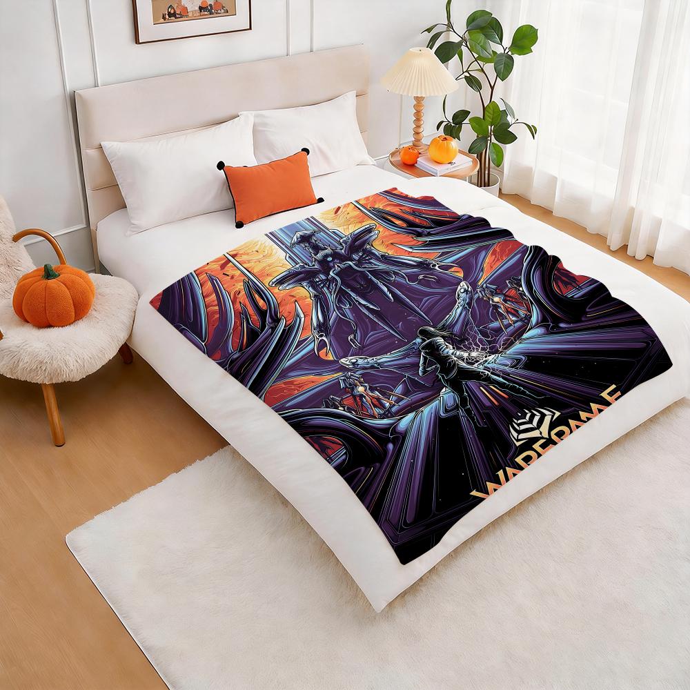 Popular Games Warframe Throw Lightweight 240g Flannel Blanket Soft Skin-friendly for Summer Cooling