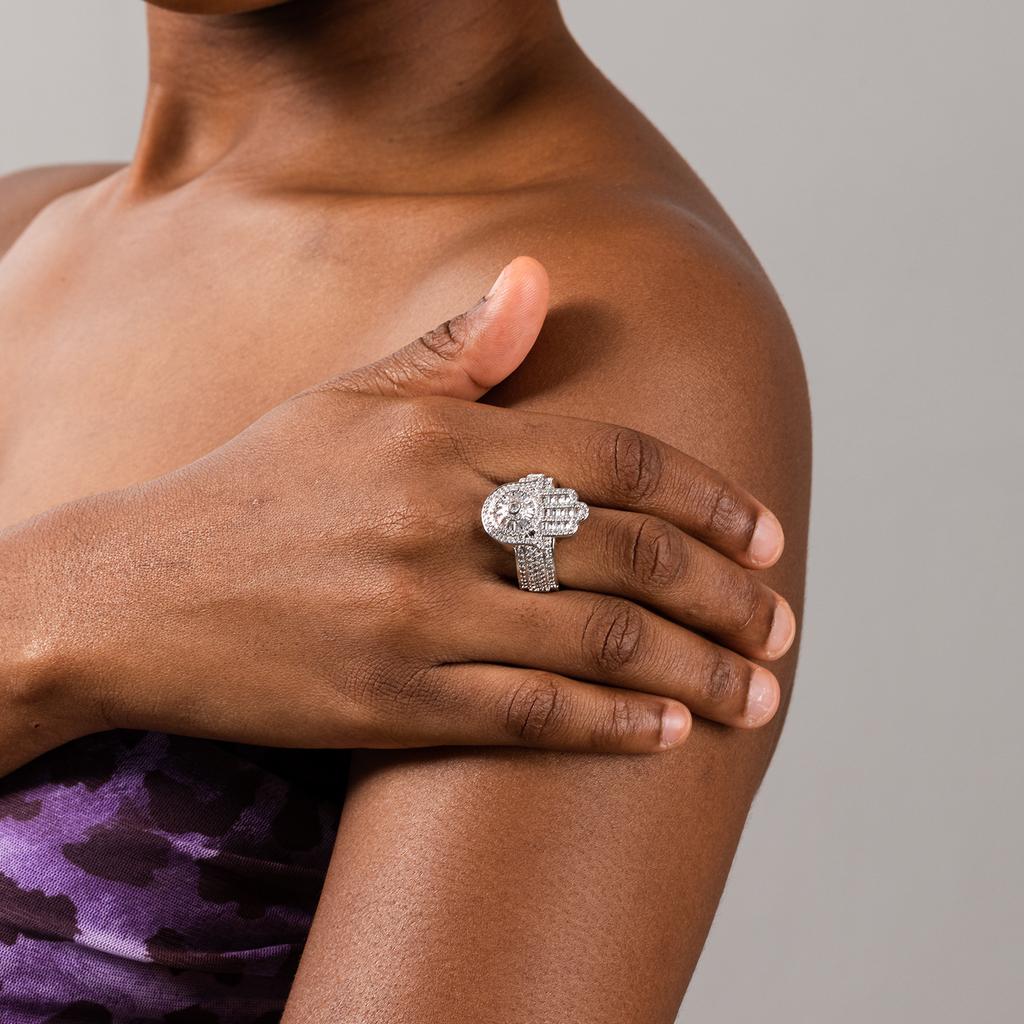 Хип-Хоп Gumeng Мужское кольцо с цирконом Модное Классическое Кольцо Ладонь Фатимы Хип-Хоп Персональность Ювелирные изделия Партия