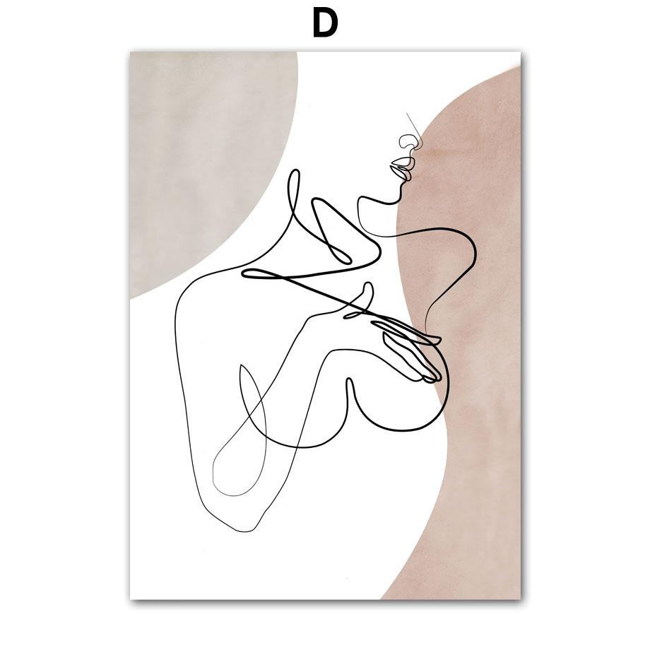 Настенная картина на холсте, линия тела девушки, черно-белые минималистичные постеры на скандинавскую тему и принты, настенные панно для декора гостиной
