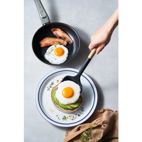 Силиконовая лопатка Kevnhaun с деревянной ручкой, лопатка из натурального дерева, тонкий кончик для легкого зачерпывания, не царапает кастрюли и сковороды, скандинавский стиль, KDS.4297