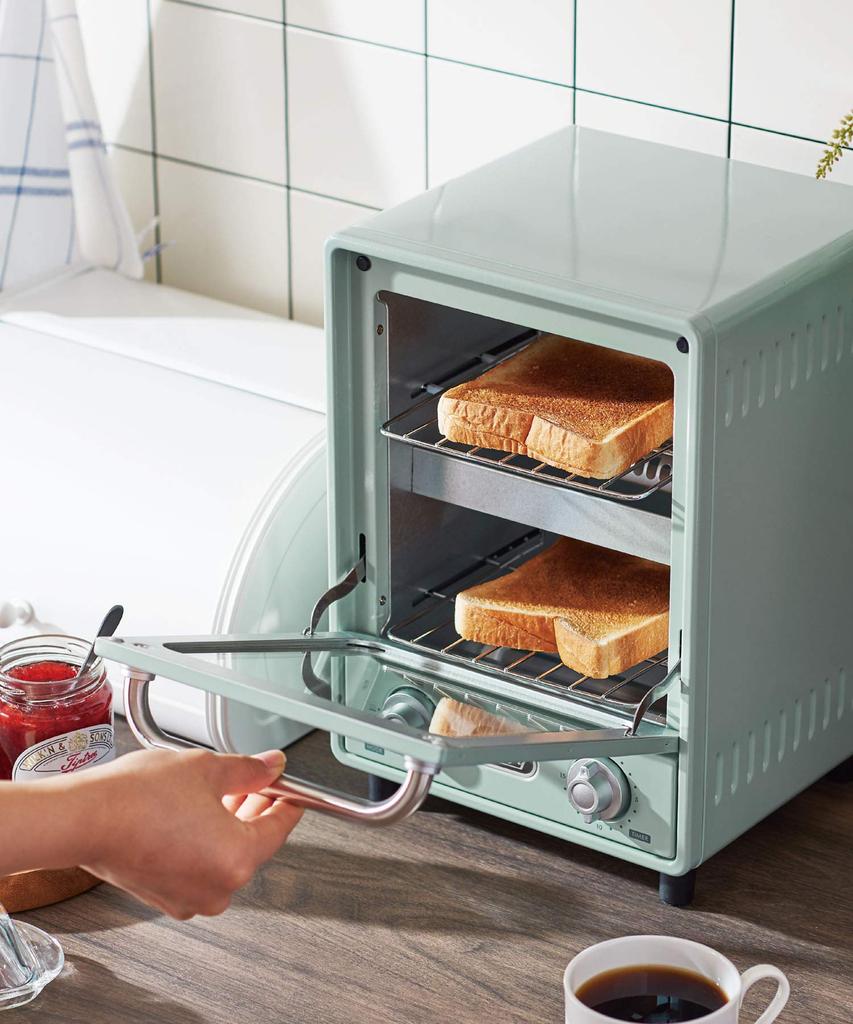 Тостер-духовка вертикальный тостер 2-х уровневый тостер новый тонкий ретро [Toffy] K-TS4 (Античный красный) К-ТС4-АР