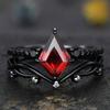Luxury New Ruby Gemstone Ring Creative Square Diamond Gun Black Pair Ring Retro Style Electroplating Black Jewelry