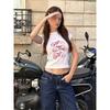 Summer 2025 American Motorcycle Young Adult Motorcycle Print Short-Sleeved T-shirt Female Cotton Round Neck Half Sleeve Tops Tide