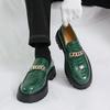 New British Style Business Leather Shoes Four Seasons Single Shoes Green Fashion Platform Foot Groom Wedding Shoes