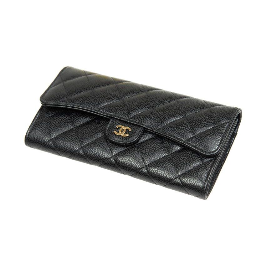 Chanel 23P Классический стеганый длинный кошелек-портмоне Женский кошелек Черный AP0241-Y01864-C3906