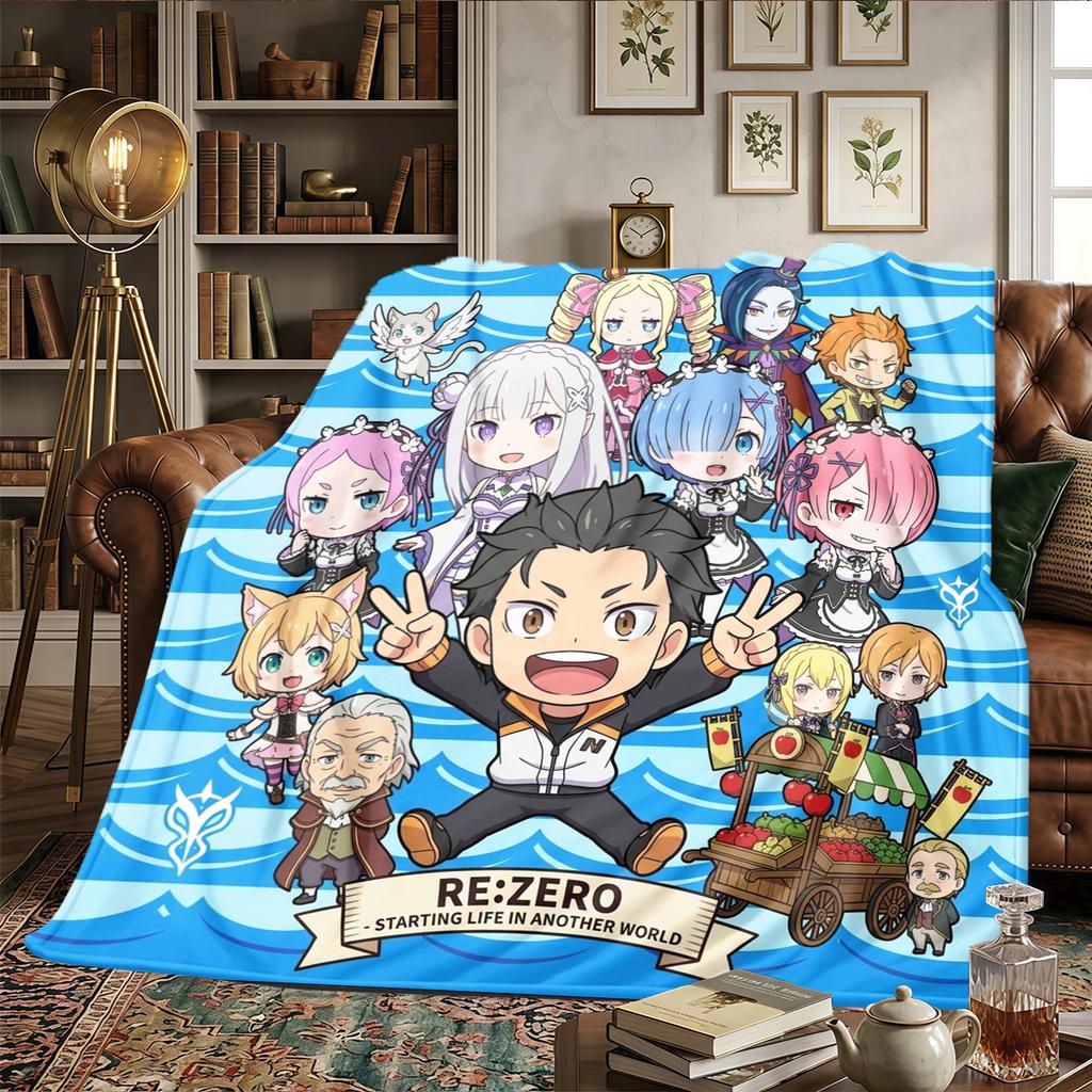 Re Zero Flannel Blanket Warm Comfortable Printed, For Bedrooms, Travel -HE45