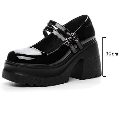 Fujin/10 см лакированные дышащие туфли на массивном каблуке Мэри Джейн с пряжкой на платформе, осенние туфли-лодочки, летние ботильоны, модная весенняя обувь