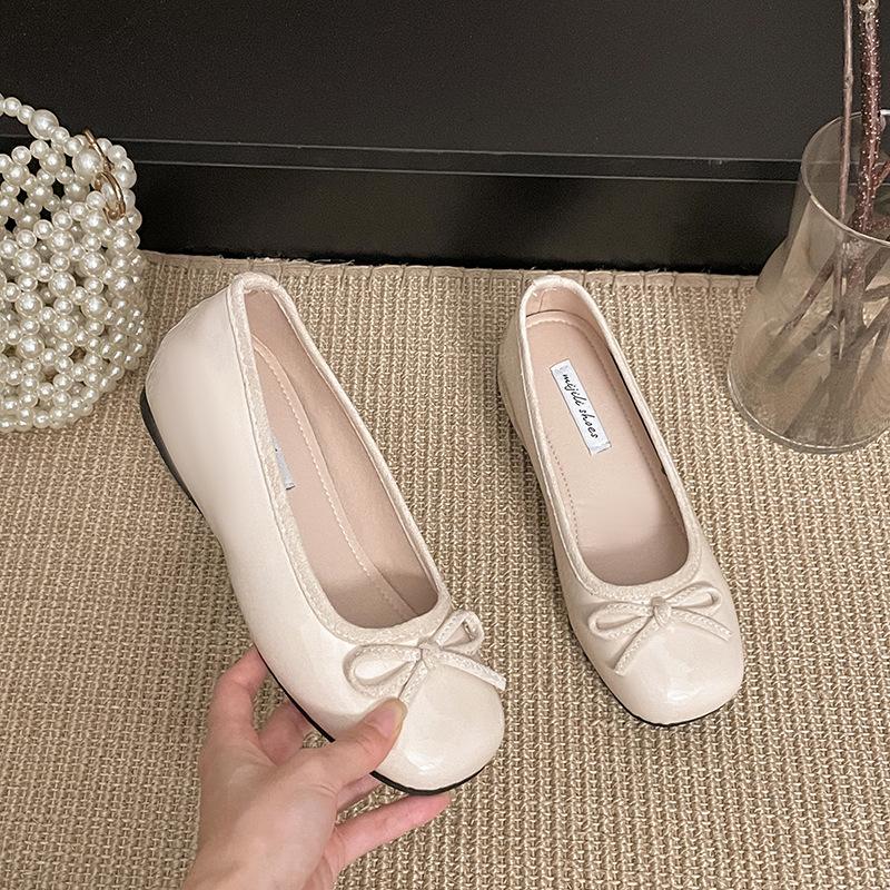 Inner height increase fairy style bow shoes summer new French gentle with skirt light mouth shoes