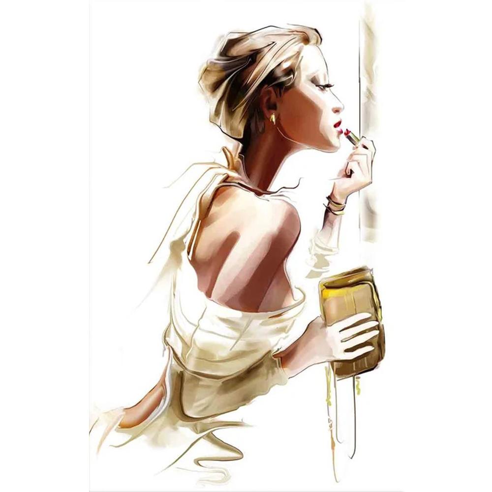 Минималистичный для женщин, наносящий помаду, холст, картина с художественным изображением, современная мода, настенные постеры, принты для гостиной, спальни, украшение для дома