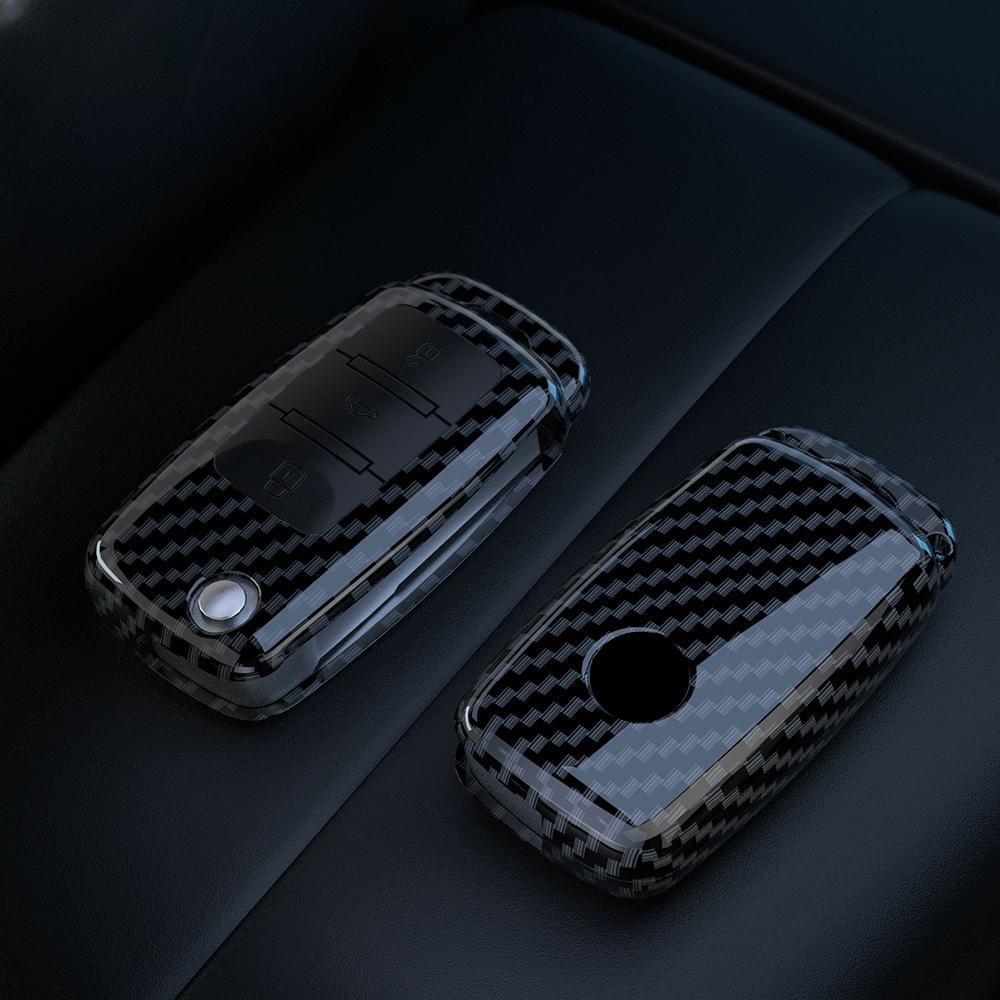 ABS Carbon Fiber Car Key Case Cover For VW Volkswagen Polo Tiguan Passat B5 B6 B7 Golf 4 5 6 MK6 Jetta Lavida Skoda Octavia Seat