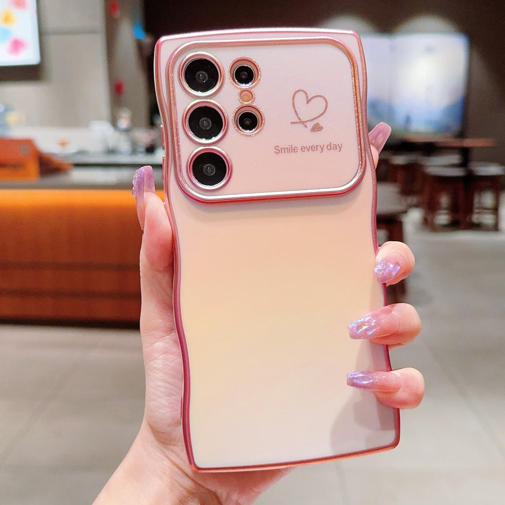 Красочные шелковые волны подходят для чехла для мобильного телефона Samsung S25 Ultra S24FE Гальванизированный защитный чехол с сердечками